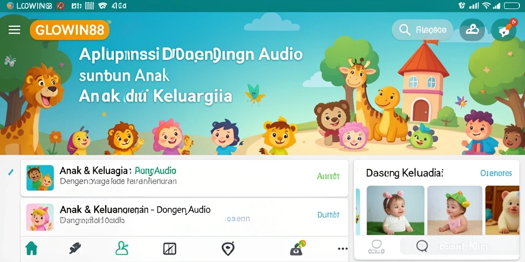 Antarmuka GLOWIN88 menampilkan koleksi dongeng audio yang menarik.