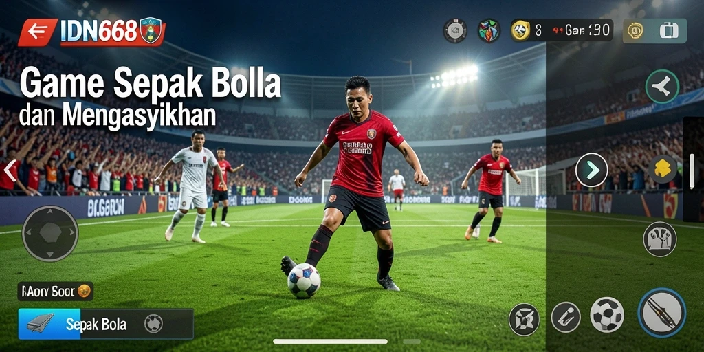 Tampilan antarmuka IDN668 yang menampilkan pertandingan sepak bola yang mendebarkan.