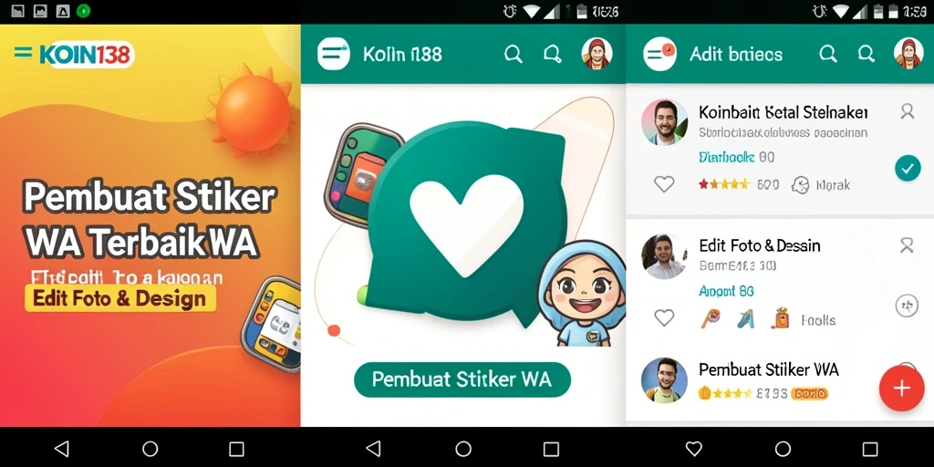 Antarmuka KOIN138 yang sederhana dan fitur pembuat stiker yang lengkap.