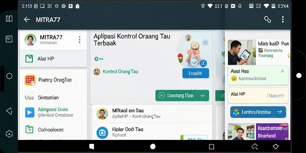 Antarmuka pengguna dari aplikasi Kontrol Orang Tua MITRA77 yang ramah.