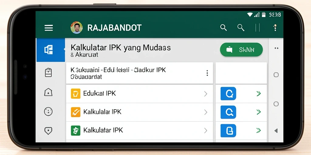 Antarmuka aplikasi RAJABANDOT untuk Kalkulator IPK yang intuitif.