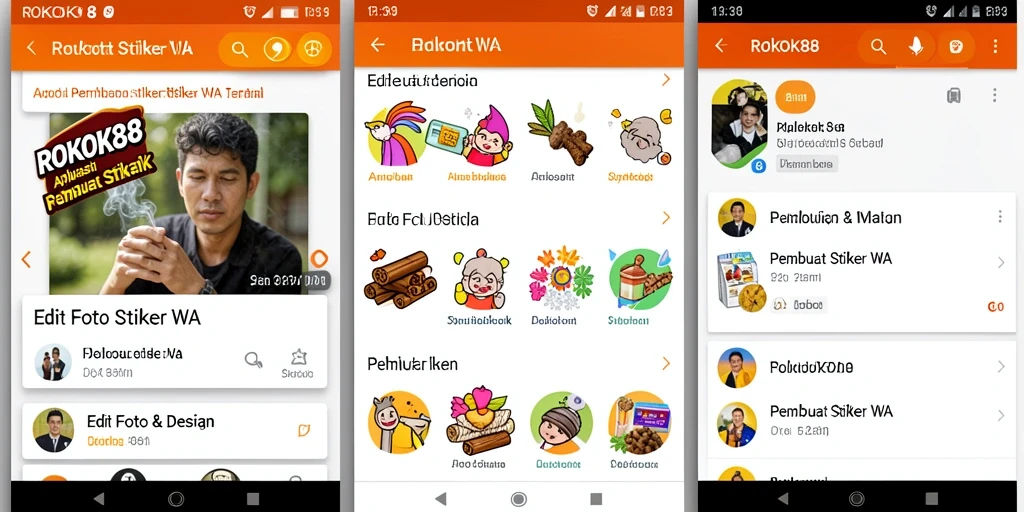 Antarmuka ROKOK88 yang user-friendly untuk membuat stiker WA.