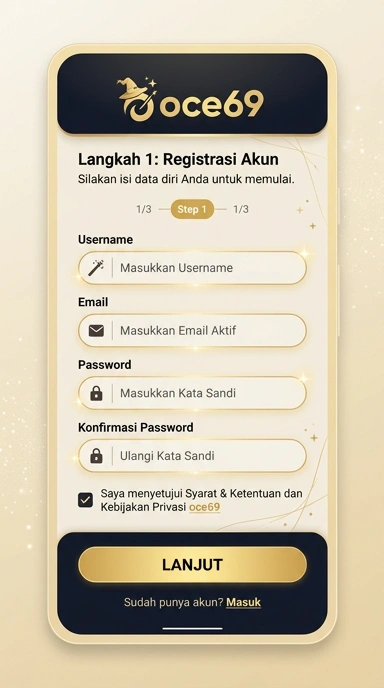 Tampilan halaman daftar oce69